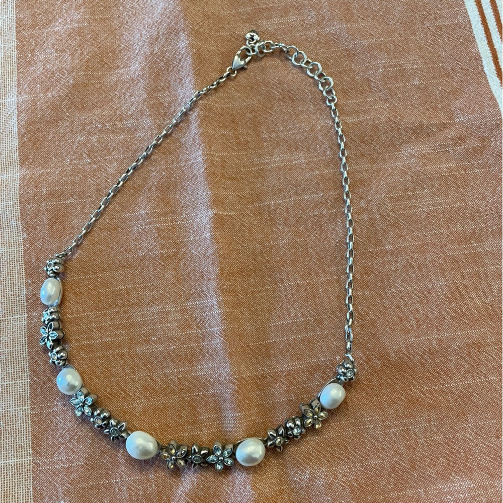 Brighton Rhinestone Flower and Pearl Necklace
